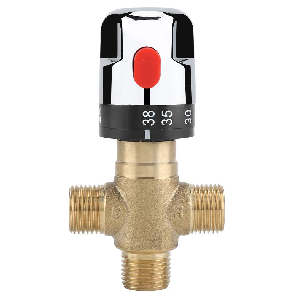 Thermostatic Mixing Valve, Brass Thermostatic Mixer Valve Blending Valve Water Temperature Pipe