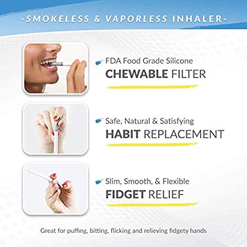 Quit Smoking Aid Oxygen Inhaler + Soft Tip Chewable Filter to Help Curb Cravings, Nicotine Free Non-Addictive Stop Smoking Support & Oral Fixation Relief (1 Pack, Oxygen)