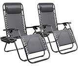 Homall Zero Gravity Chair - Patio Folding Lawn Lounge Chairs Outdoor Gravity Reclining Lounge Chair with Pillows for Poolside Backyard and Beach Set of 2 (Gray)