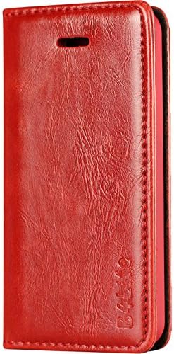 Red Leather iPhone 6S Case Magnetic Close for iPhone 6 6S by B4Life (Red)