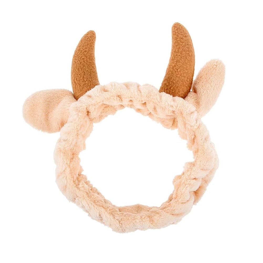 Spa Headband Animal Makeup Face Wash Hair Band Cute Cow Ear Plush Hair Accessories Elastic Makeup Headbands for Women Girl Skincare Shower