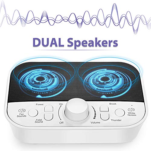 Fathers Day Gifts White Noise Machine with 28 High Fidelity Non-Looping White and Fan Noise Sounds,Nature Sounds,Sleep Timer Portable Sound Therapy for Baby Kids Adults Home,Office Travel (White-Grey) - Thumbnail 4