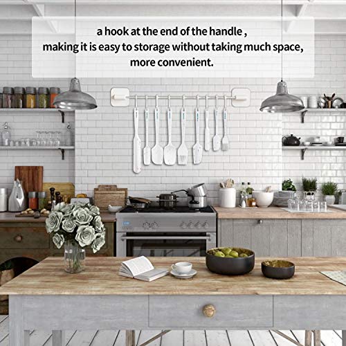 Aybloom Silicone Spatula Set - 9 Pieces Heat Resistant & Non-Stick with Stainless Steel Core Spatula Kitchen Utensils Set for Cooking, Baking and Mixing (9, Candy Grains White) - Thumbnail 5