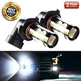 Extremely Bright Light Bulb 1100 Lumens Cree 50 Watt Xenon White H10 9145 Bulbs Led Fog Lights Projector 6000k Kit Replacement For Cars New Version (Set of 2)