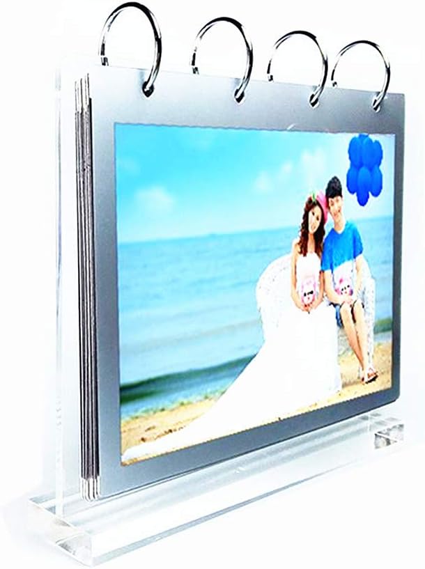 Leoyoubei 5x7 Horizontal Clear Acrylic Display Sign Holder,7 PVC Page Refills,Sign Stand Display Picture Calendar Type T Vertical Stand Menu Holders,2-Sided 14 Photos Portrait Menu Ad Frame