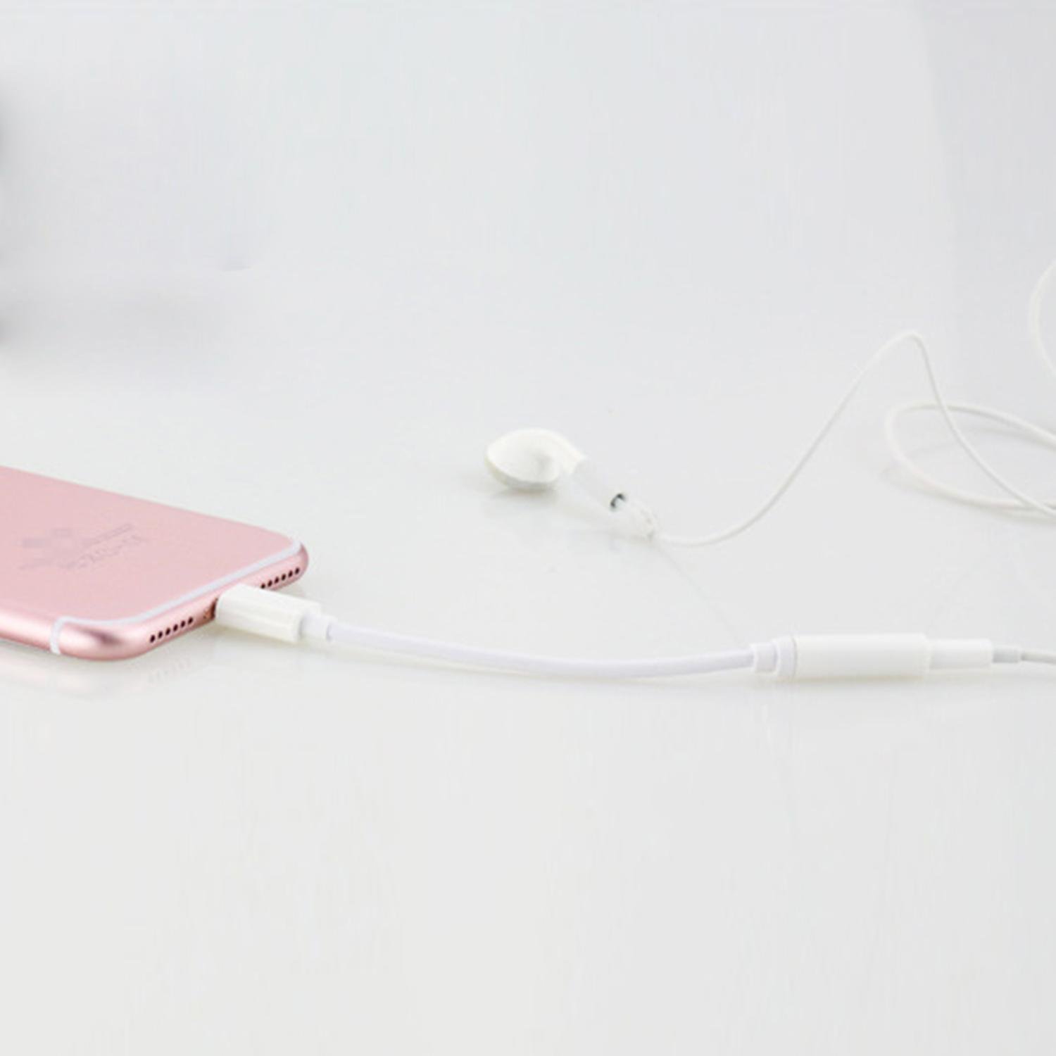 3.5mm AUX Audio Headphone Jack Adaptor Earphone Extension Connector Cable for iPhone White