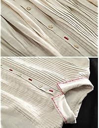 Minibee - Camisa de lino para mujer con botones de plumón, blusa larga de línea A