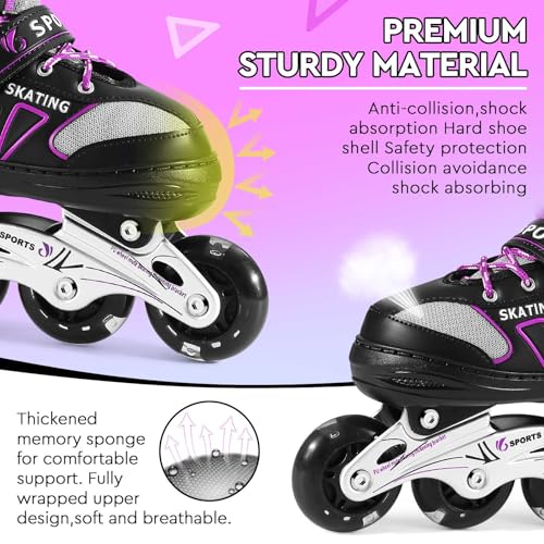 Adjustable Inline Skates for Boys and Girls with Luminous Wheels Roller Skates for Beginners and Women