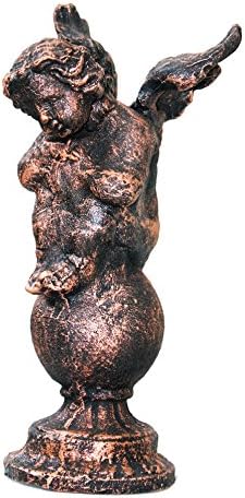 Karara Mujassme 'Handmade Cupid Angel Statue' Victorian Style, Memorial, Cast Aluminium Antique Copper, Figurine Sculpture for Home, Garden, Decoration Showpiece - 25 x 11 x 11 cms