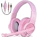 PC Stereo Gaming Headset, PS4, Xbox One Games Headphones mic, Bass Surround, Volume Control, Noise Cancelling Laptop, Controller, Mac (Pink)