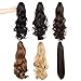 Clip Ponytail Extension Claw in Hair Natural Synthetic Hairpiece for Girl, Lady and Woman Curly and Straight 18/21 inches 5.3 ounces (Medium Brown-curly)thumb 2