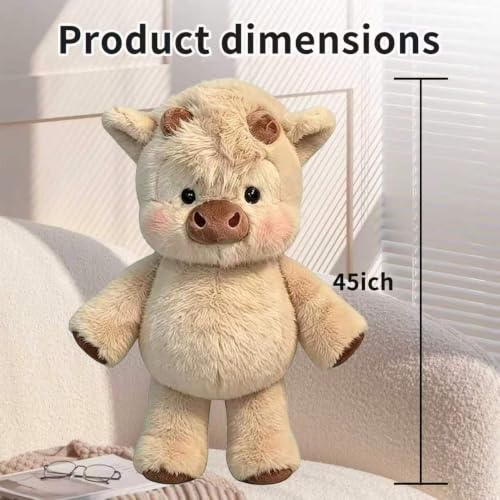 JINDANCL Plush Cow Running 45 cm, Khaki Plush Cow, Cow What Plush, Running Calf That Soft Toy