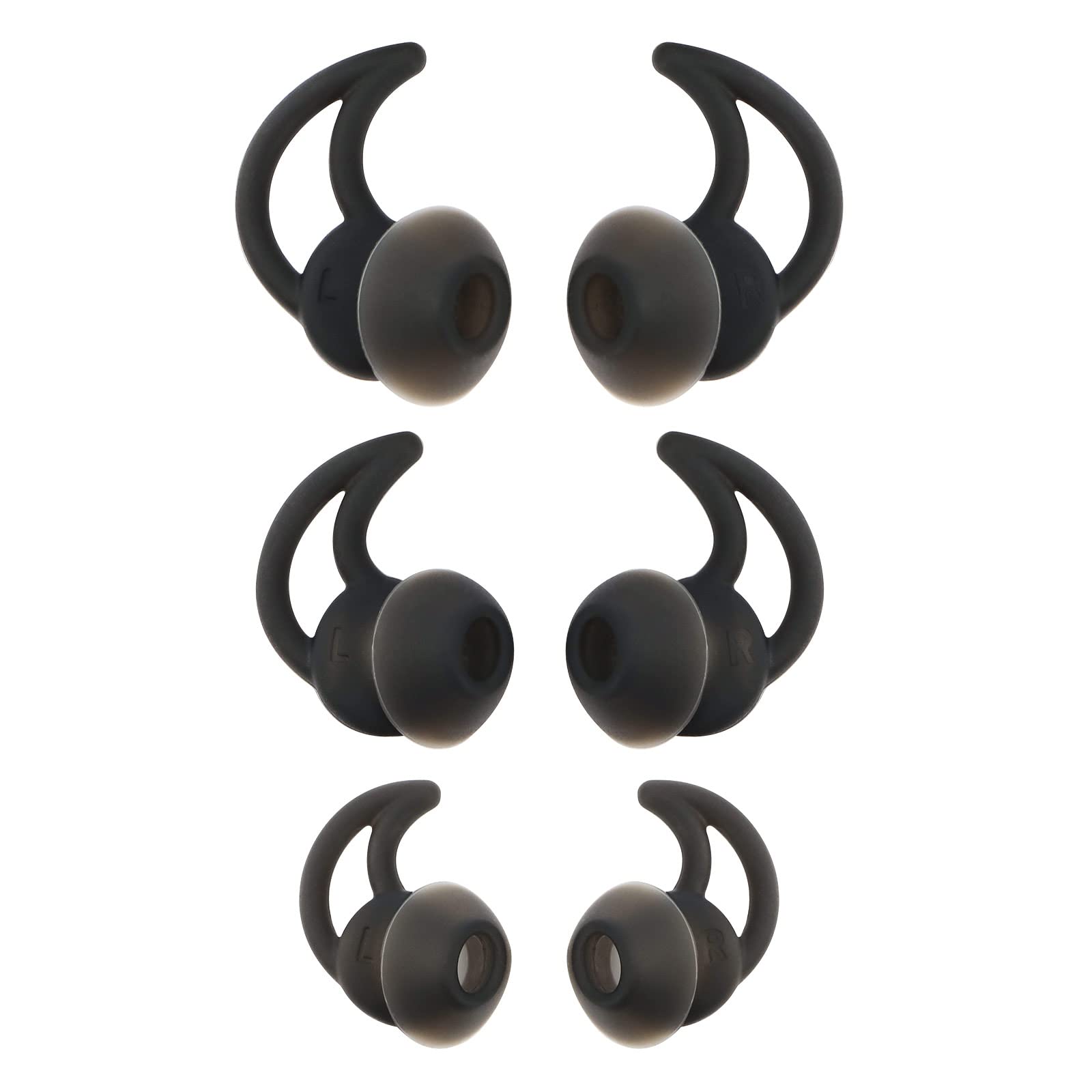 Be In Your Mind 3 Pairs Replacement Earbuds Ear Tips Silicone In Ear Earphones Noise Isolation Ear Tips Compatible with Bo-se QC20 QC20i SoundSport SIE2i IE2 IE3 Earphones Black S M L