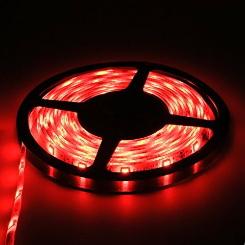 iShining 12V Flexible LED Strip Lights, Red LED Flash Strip Light,waterproof Super Bright 300 Units 5050 LEDs,Pack of 16.4Ft/5M for Garden, Home, Aquarium, Car, Bar, DIY Party (Red)