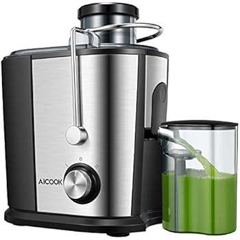 Juicer Wide Mouth Juice Extractor, Aicook Juicer Machines BPA Free Compact Fruits & Vegetables Juicer, Dual Speed Centrifugal Juicer with Anti-drip Function, Stainless Steel Juicers Easy to Clean