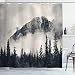 Ambesonne National Parks Home Decor Shower Curtain by, Canadian Smokey Mountain Cliff Outdoor Idyllic Photo Art, Fabric Bathroom Decor Set with Hooks, 70 Inches, Black and White