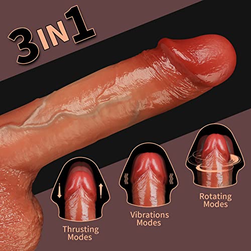 Thrusting Dildo Vibrator for Women with 3 Thrusting Modes 9.5 inch Heating Dildo & Rotation 5 Vibration, Lifelike Realistic Vibrating Dildo G Spot Vibrator Sex Toys with Strong Suction Cup
