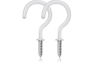 JEGONFRI 20 Pack Ceiling Hooks for Hanging Plants, 2 Inch Vinyl Coated Screw Hooks, Cup Hooks Screw in, Indoor & Outdoor Use - White