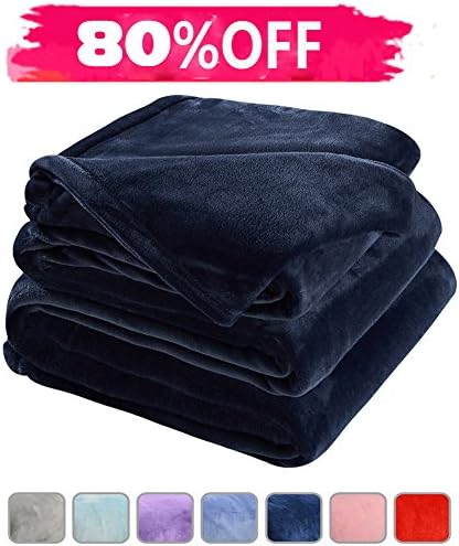LBRO2M Fleece Bed Blanket Twin Size Super Soft Warm Fuzzy Velvet Plush Throw Lightweight Cozy Couch Blankets (65x90 Inch) Royal Blue