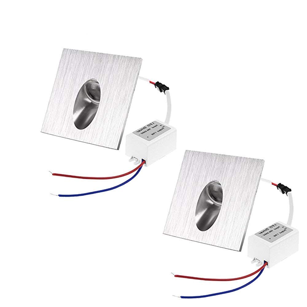 Onerbuy Pack of 2, Square Recessed LED Step Stair Light Wall Lamp Porch Pathway Spot Light Plinth Patio Lighting for Corner Deck Balcony (Cool White)