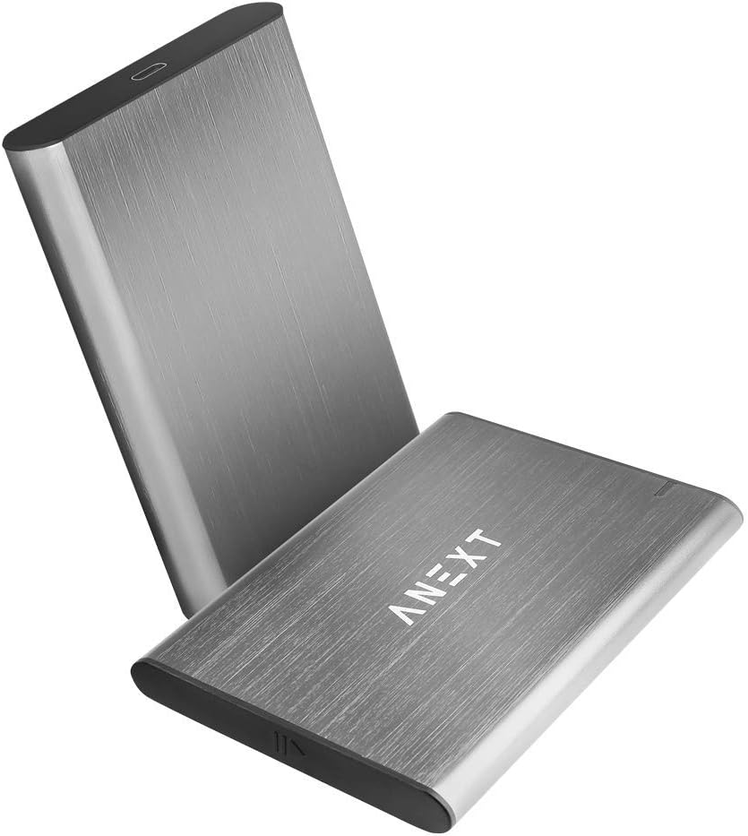 ANEXT 2.5 USB 3.1 Gen2 External Hard Drive Enclosure, Portable Black Aluminum Hard Disk Case for 2.5 inch 7mm 9.5mm SATA HDD SSD, Max 4TB, Tool-Free Design, Gray - Anext Series: Computers & Accessories