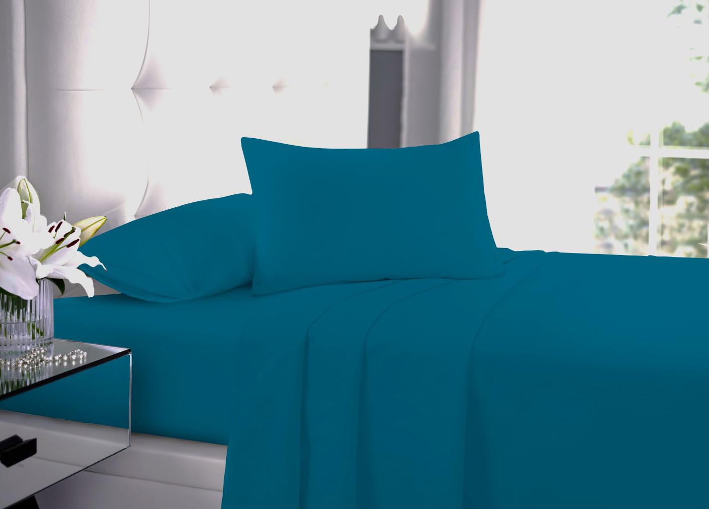 Laam linen Ultra Soft & Durable Pillow Protectors Pack of 2 Envelope 100% Polycotton Pillowcases Plain Pillow Case Cover For Bedroom (Teal)