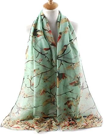 Scarfs for Women Lightweight Floral Birds Print Shawl Wraps Spring Scarf