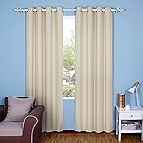 Songmics 2 Panel Set Blackout Curtain Thermal Insulated Window Drapes Solid Grommet 52 by 84 inch Beige ULRB210E