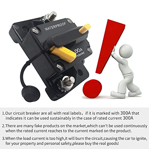 ANJOSHI 300Amp Waterproof Circuit Breaker 20A-300A with Manual Reset Inline Fuse Inverter for Car Rv Marine Automotive Stereo Audio Electronic System 12V-36VDC - Thumbnail 4