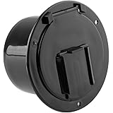 Halotronics RV 4 3/4-inch Round Electrical Cable Hatch for 30 and 50 Amp Cords (Black)