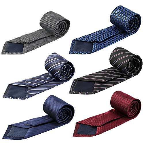 Men's Necktie Classic Silk Tie Woven Jacquard Neck Ties 6 PCS by BASH (C)