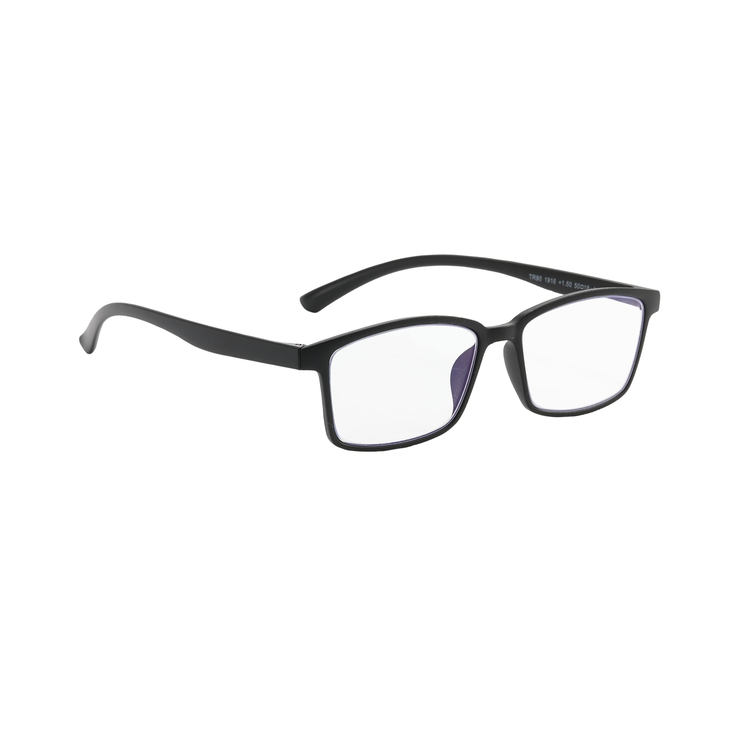 PROFLEX BluOptix 1916 Blue Light Blocking lightweight, flexible, scratch resistant, unisex (mens + womens), computer screen technology reading glasses (black, +2.5)