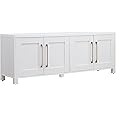 Henn&Hart Rectangular TV Stand for TV's up to 80" in White, TV Stands for the Living Room