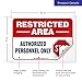 Restricted Area Authorized Personnel Only Stop Sign, (2 Pack) 10x7 Inches, 4 Mil Vinyl Decal Stickers Weather Resistant, Made in USA by Signs