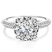 Vibrille Sterling Silver 4 Carat Round-Cut Solitaire Cubic Zirconia Engagement Rings for Women