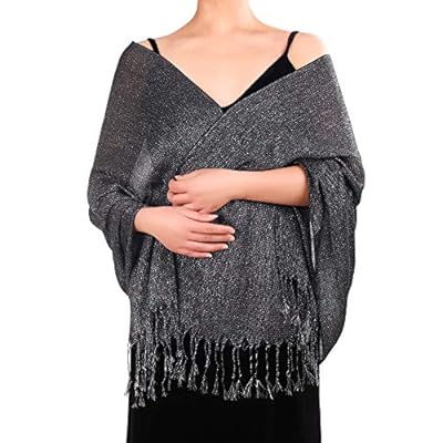 Boao Women Satin Scarves Long Shawl Wrap Light Soft Sheer Scarf for Wedding Party Everyday Accessory (Glittery Black) Boao Women Satin Scarves Long Shawl Wrap Light Soft Sheer Scarf for Wedding Party Everyday Accessory (Glittery Black)