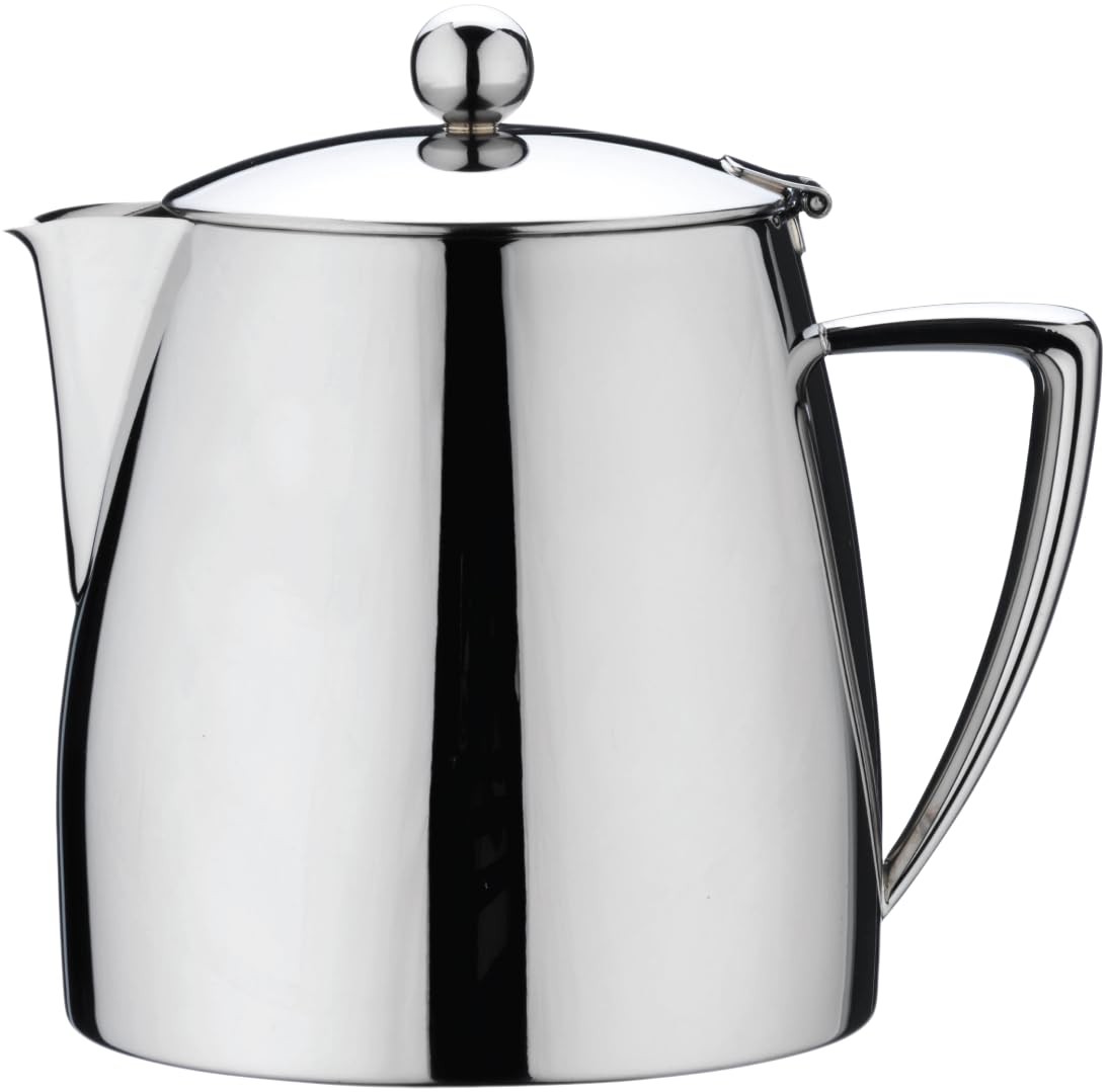 Café Stal Art Deco 18/10 Stainless Steel Mirror Polished Tea Pot, 64oz, Silver