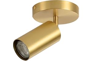 KCO Lighting Modern LED Tacking Lighting Brushed Gold Flush Mount Ceiling Spotlight Fixtures Single Brass Kitchen Track Lighting Indoor Ceiling Spot Light Fixture