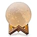 ExcelTek 3D Printing Moon Light Lamp with Remote Control & Touch Control | 16 Vibrant Colors LED Lighting Adjustable Brightness | Decorative Living Room | Kids Night Light with Wooden Stand (5.9 inch)
