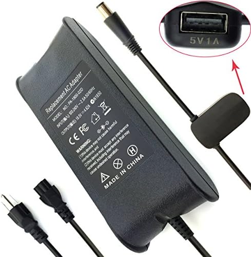 TGF® 19.5V 4.62A 90W PA-10 PA-3E AC Adapter for DELL INSPIRON/LATITUDE/PRECISION/XPS With a usb port for phone and pad charging when charging the laptop