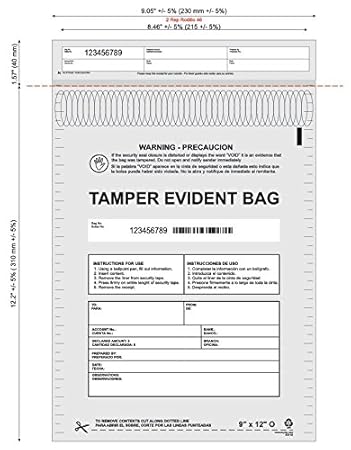 Amazon.com : USPACKSMART Deposit Bags for Cash Handling or Bank Deposits, Level 5 of Security Tape. Size 9