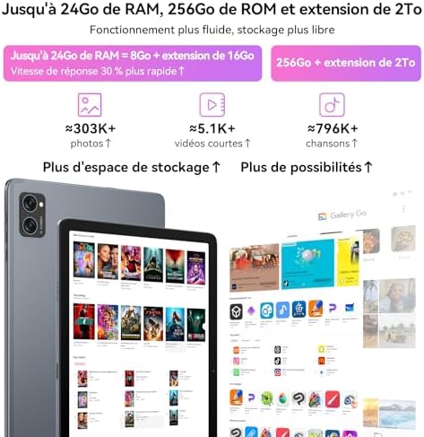 Android 16 Tablette avec Clavier, 24 Go+ 256 Go, Octa-Core
