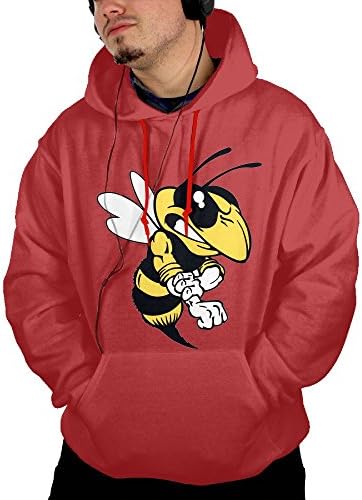 Bee Cartoon Animal Cool Vector Men's Casual Classic Hooded Sweatshirt With Pocket