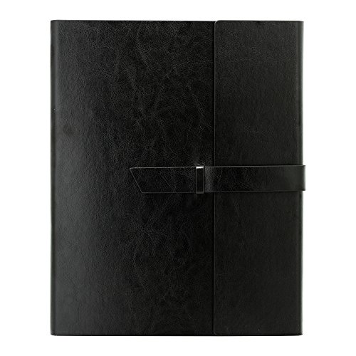 Gallaway Leather Padfolio Portfolio Folder - fits Letter, Legal, A4 Notebooks and Notepads (Black)