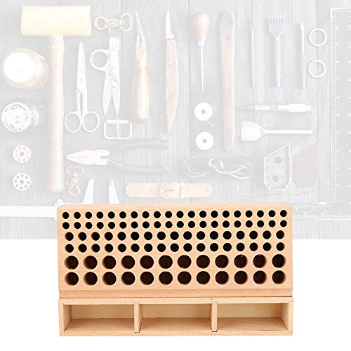 Leather Craft Tool Holder 98 Holes Wood Leathercraft Tool Rack Wooden Leather Craft Stamp Punch