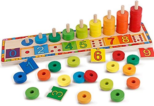 Wooden Counting Number Stacker Board Mathematic Abacus toy Donuts toy Rainbow Doughnut Education Toy Math Learning Arithmetic for baby over 2 years