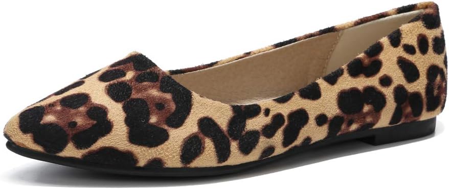 leopard print pointed flat shoes