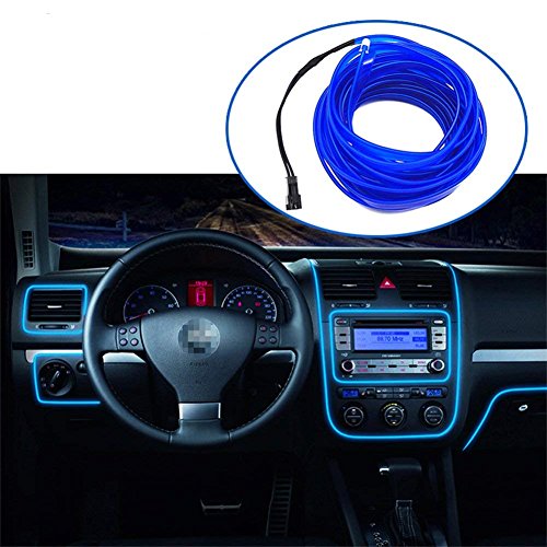 HomDSim 16.4ft/5m Auto Car Neon LED Panel Gap String Strip Light, Glowing Electroluminescent Wire/El Wire Lamp, Cold Strobing for Automotive Interior Car Decor Decorative Atmosphere,6mm Sewing Edge
