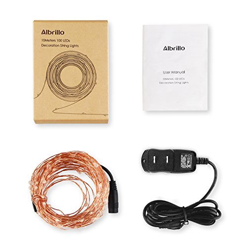 Albrillo Starry String Lights Warm White 100 LEDs 33ft with Power Supply, UL Listed