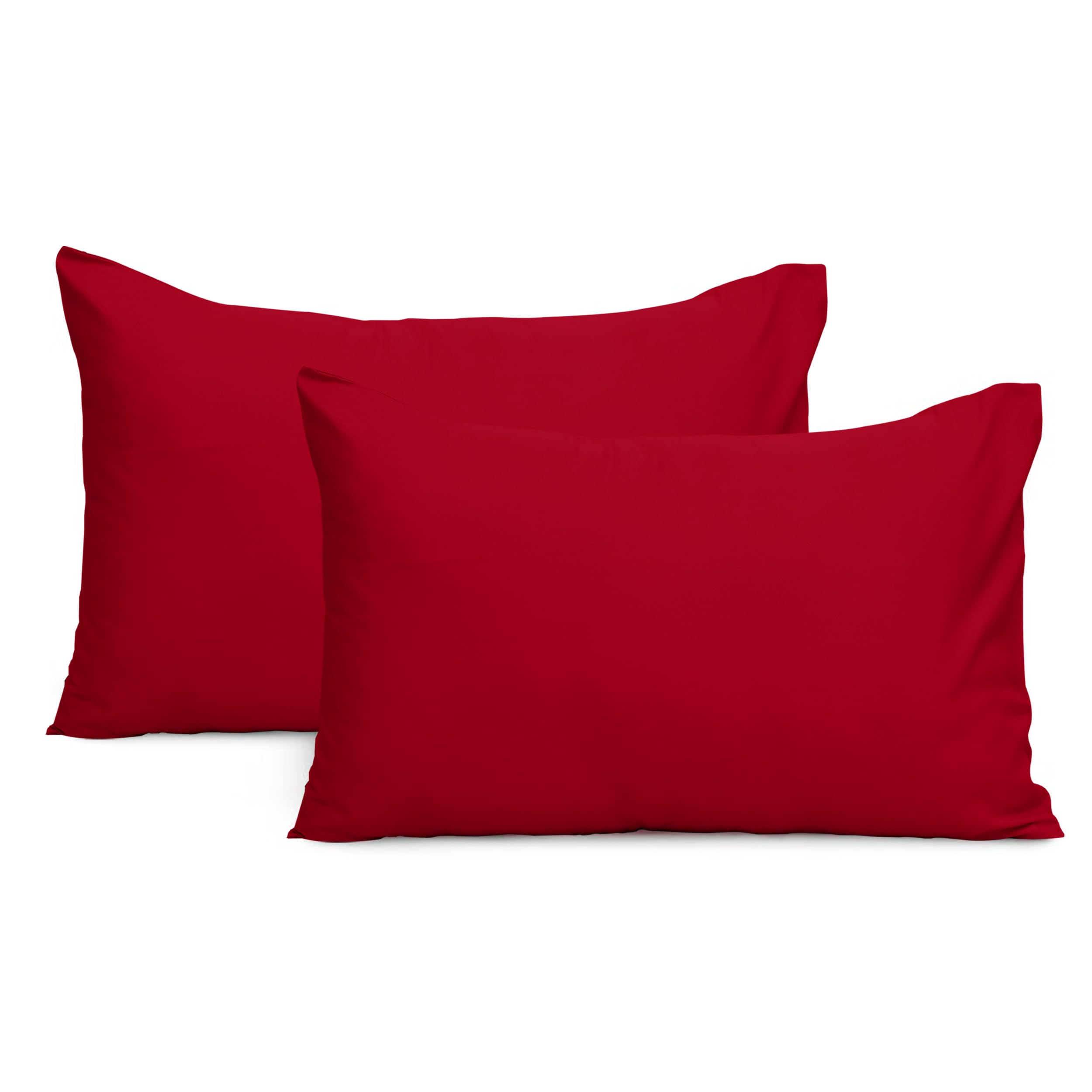 Imperial Rooms Pillow Cases 2 Pack Brushed Microfibre Pillow Covers (Red, Pillow Cases 2 Pack)